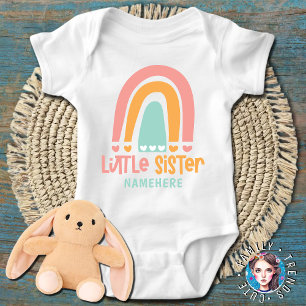 Little Sister colorful rainbow hearts Baby Bodysuit