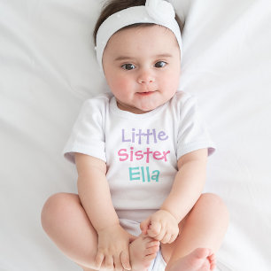 Little Sister Colorful Script Personalized Baby Bodysuit