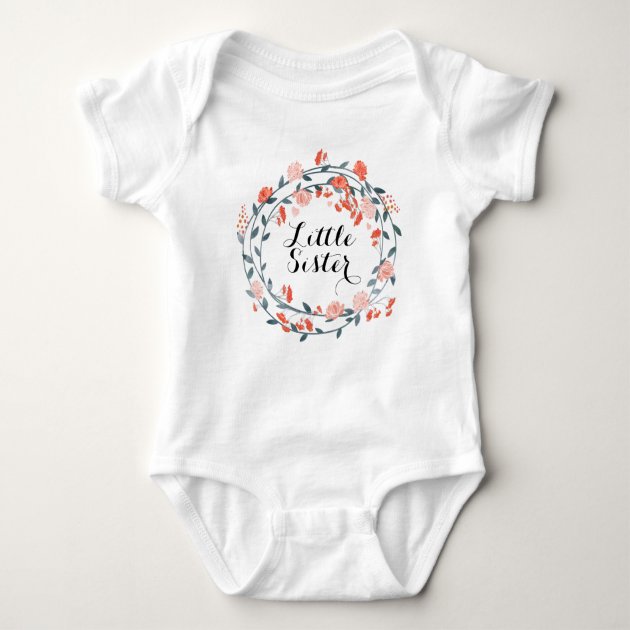 Big Little Sister Wreath T-Shirts Bodysuits Printed Baby Toddler Matching Girls