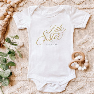 Little Sister Custom Due Date Announcement Baby Bodysuit