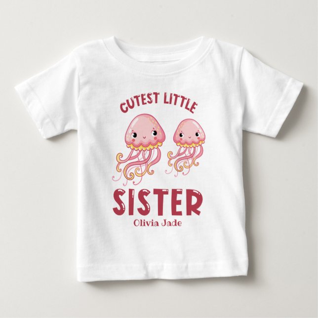 Little Sister Custom Name Baby T-Shirt (Front)