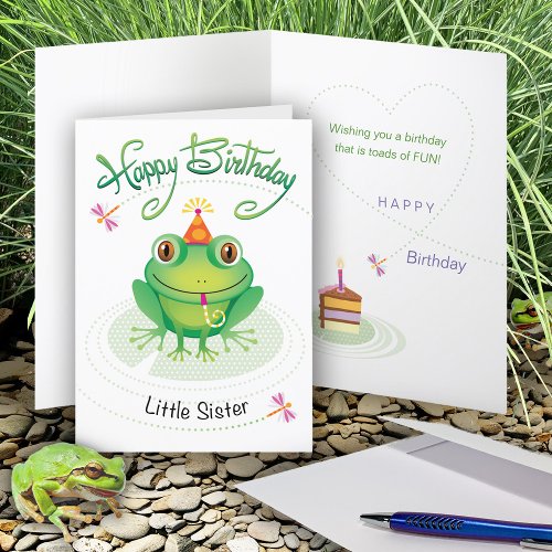 Little Sister Cute Birthday Frog Card