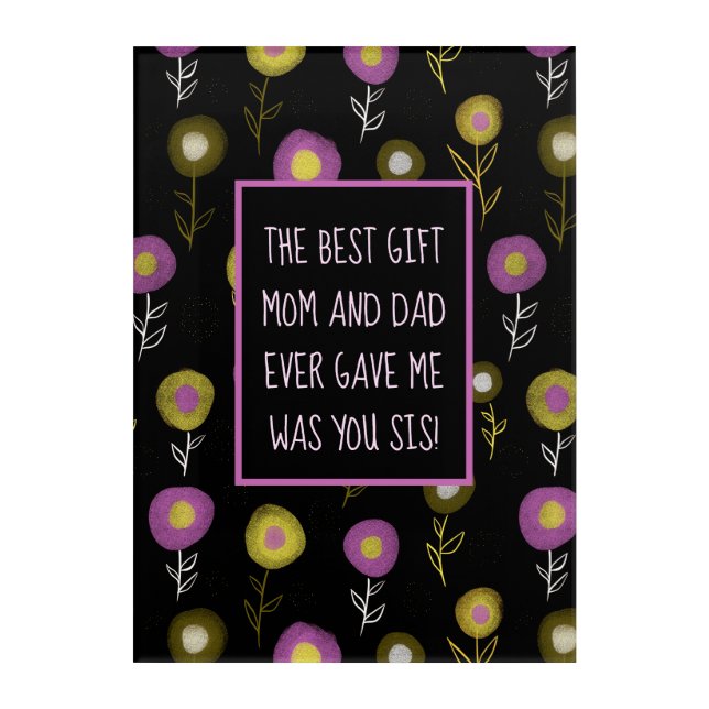 Little Sister Dark Botanical Pattern Girly Acrylic Print (Front)