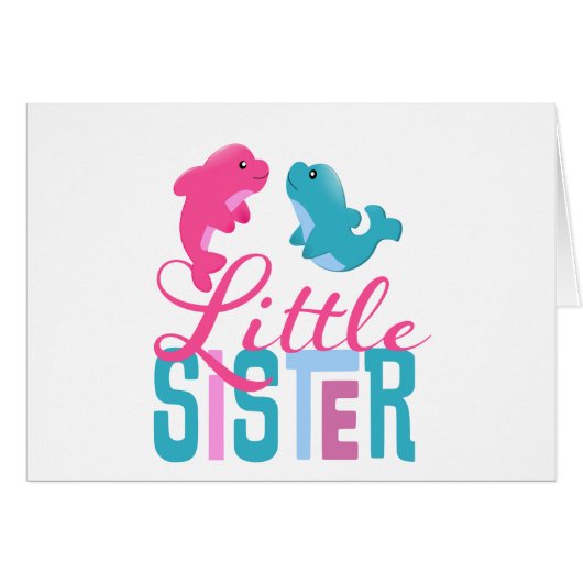Little Sister Dolphins Cards (Front Horizontal)