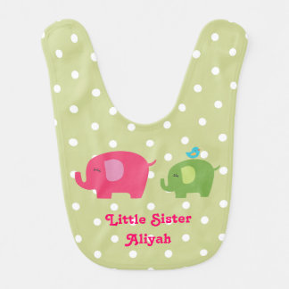 Little Sister Elephant Bird Baby Bib