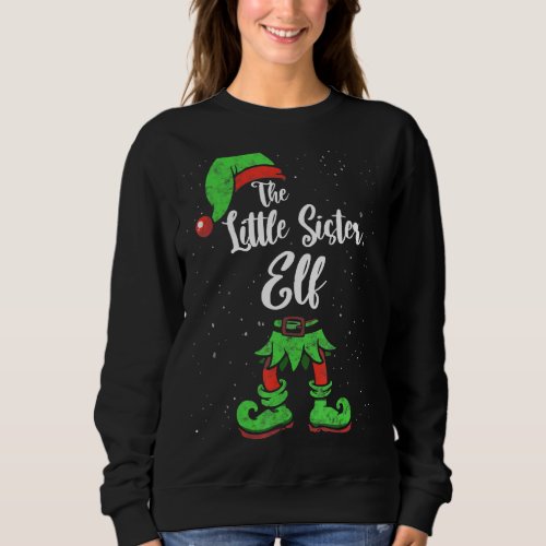 Little Sister Elf Matching Family Christmas Pajama Sweatshirt