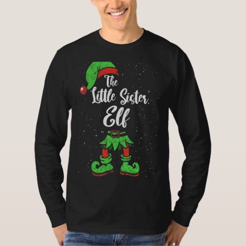 Little Sister Elf Matching Family Christmas Pajama T_Shirt