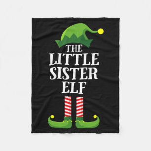 Little Sister Elf Matching Family Group Christmas  Fleece Blanket