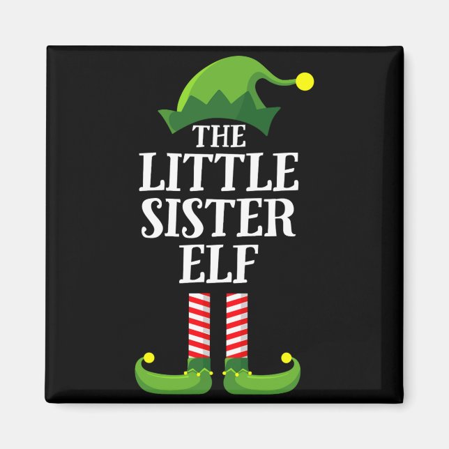Little Sister Elf Matching Family Group Christmas  Magnet (Front)