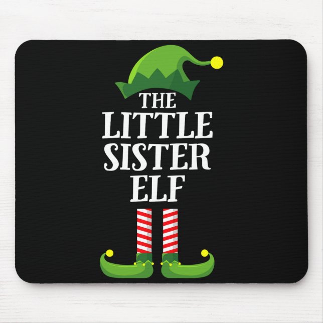 Little Sister Elf Matching Family Group Christmas  Mouse Pad (Front)