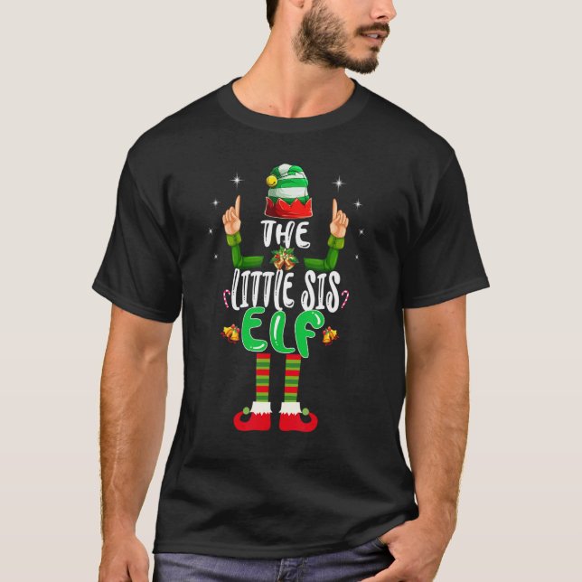 Little Sister Elf Matching Family Group Christmas  T-Shirt (Front)