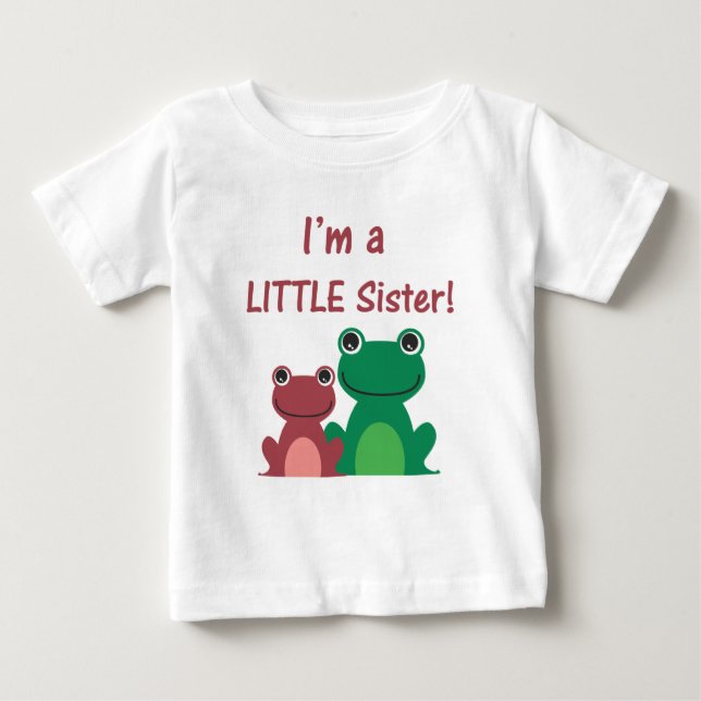 Little Sister Frog Sibling T (Green/Pink) Baby T-Shirt (Front)