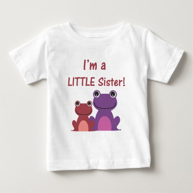Little Sister Frog Sibling T (Purple/Pink) Baby T-Shirt (Front)