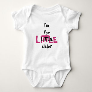 Little Sister Funny Baby Girl Pink Black Text Baby Baby Bodysuit