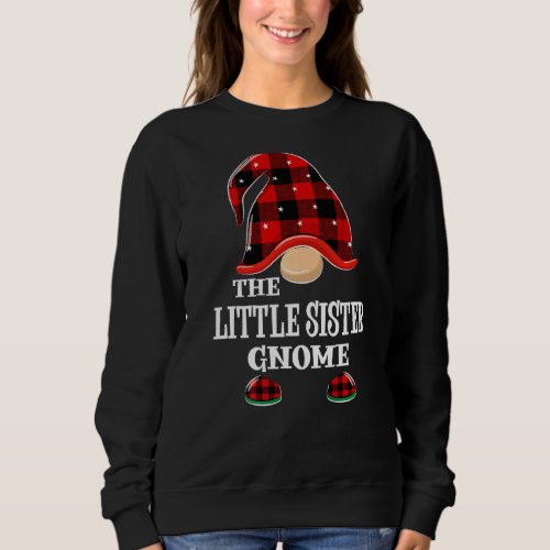 Little Sister Gnome Buffalo Plaid Funny Christmas  Sweatshirt