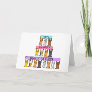 Little Sister Happy Birthday Cute Cats Card