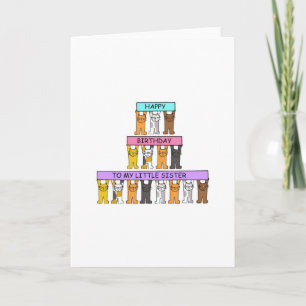 Little Sister Happy Birthday Cute Cats Card
