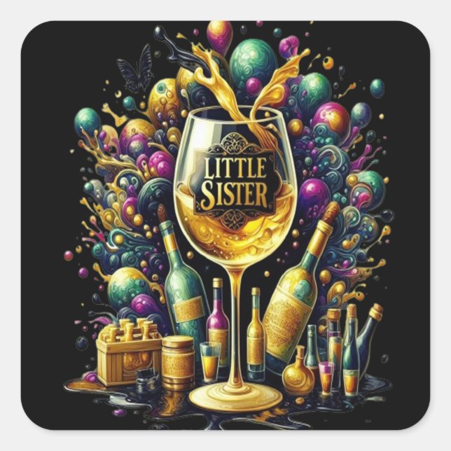 Little Sister It's Fiesta Time Square Sticker (Front)