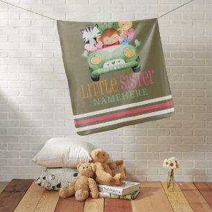 Little Sister Jungle Safari Animals Friends on Car Baby Blanket