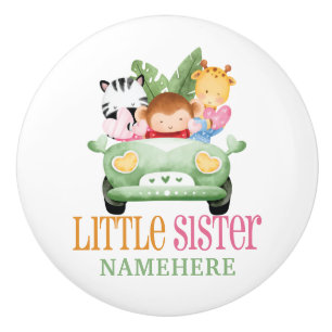 Little Sister Jungle Safari Animals Friends on Car Ceramic Knob