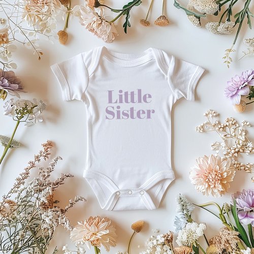 Little Sister  Lilac Matching Sibling Family Baby Bodysuit