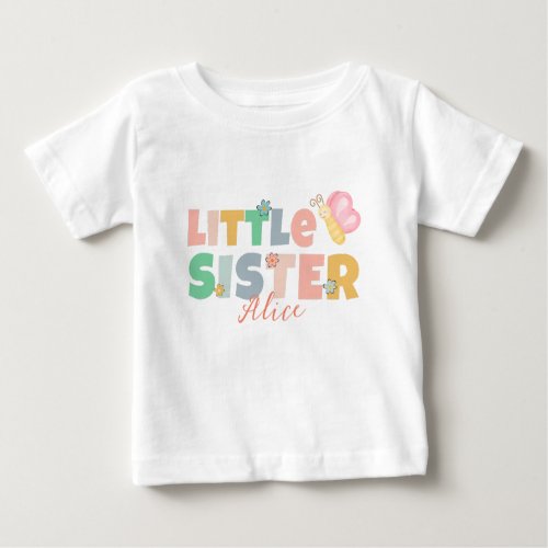Little Sister Personalised Pastel Color Baby T_Shirt