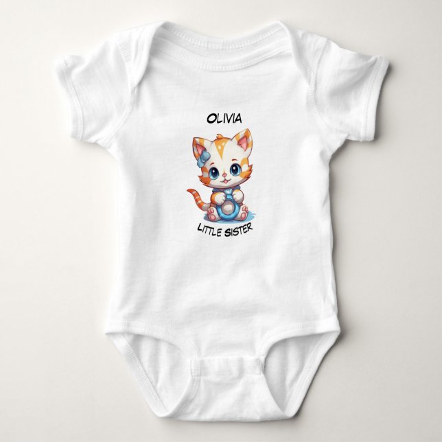 Little Sister Personalized Baby Bodysuit (Front)