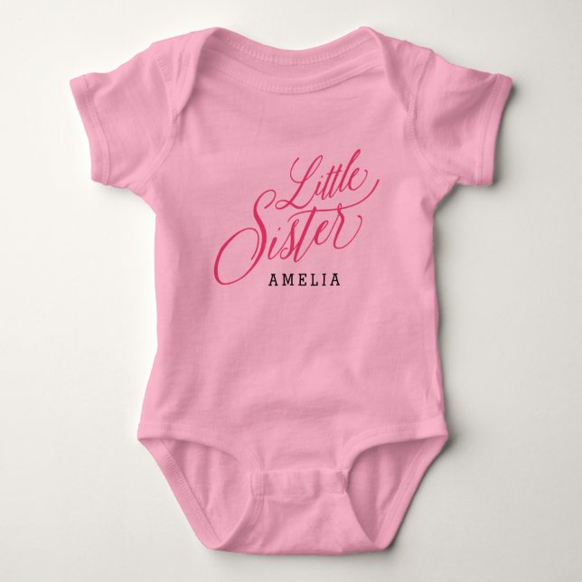 Little Sister Personalized Name Baby Bodysuit (Front)