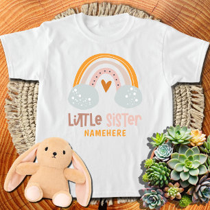 Little Sister Personalized Name Cute Rainbow T-Shirt