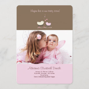 Little Sister Photo Birth Announcement