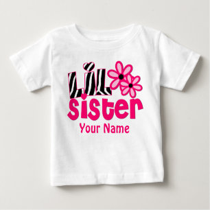 Little Sister Pink Zebra Personalized Shirt
