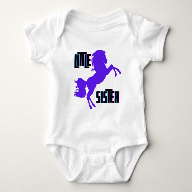 Little Sister Purple Pony Baby Bodysuit (Front)
