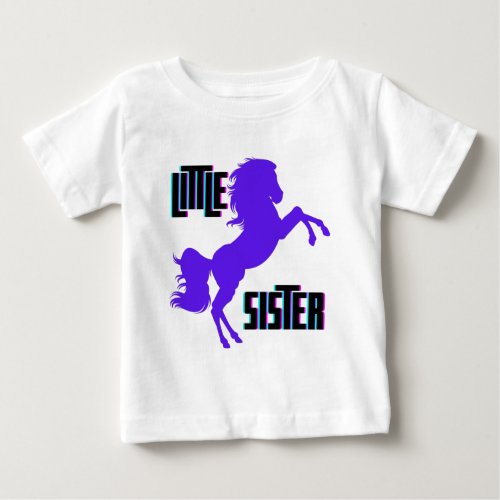 Little Sister Purple Pony Baby T_Shirt