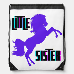 Little Sister Purple Pony Drawstring Bag