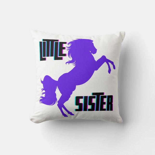 Little Sister Purple Pony Throw Pillow (Front)
