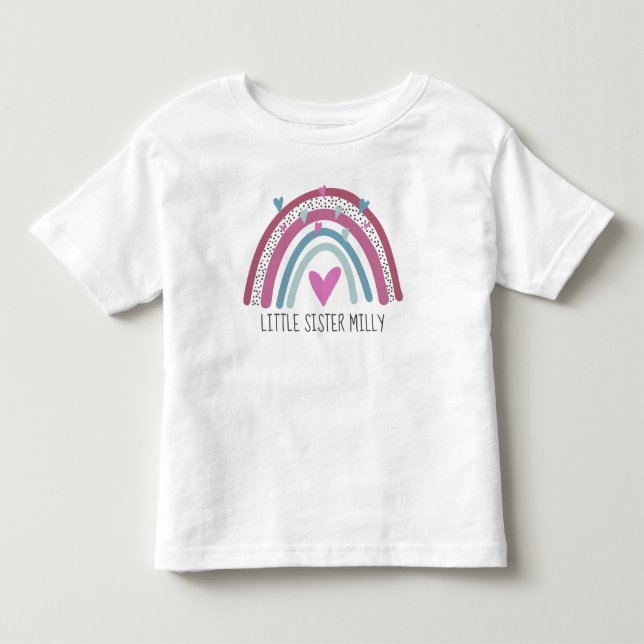 LITTLE Sister Rainbow matching outfit Toddler T-shirt (Front)