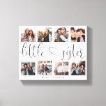 Little Sister Script Gift For Sister Photo Collage Canvas Print<br><div class="desc">A special and memorable photo collage gift for your little sister. The design features an eight photo collage layout to display eight of your own special little sister photos. "litter sister" is designed in a stylish black brush script and heart design calligraphy and customized with the sister's name. Send a...</div>