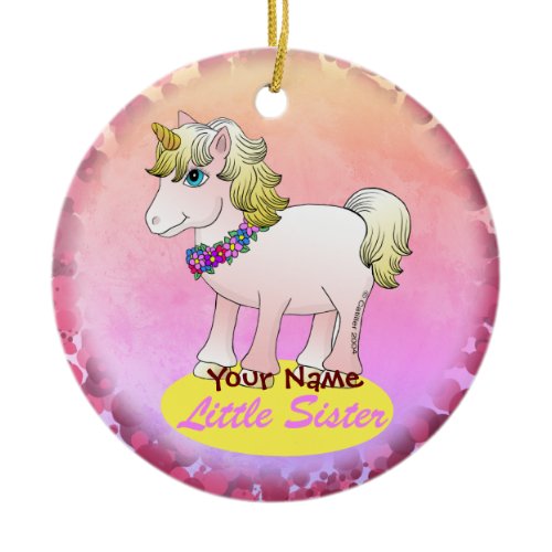 Little Sister Unicorn Ceramic Ornament