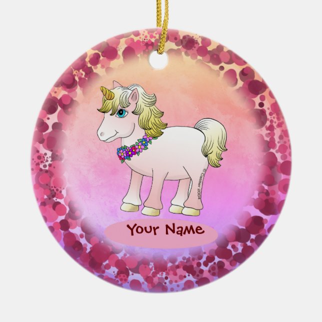 Little Sister Unicorn Ceramic Ornament (Front)