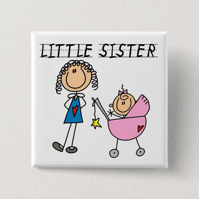 Little Sister With Big Sis Tshirts Button (Front)