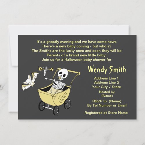 Little Skeleton Baby Shower Invitation Cards