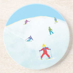 Little Skiers On Snowy Hill Coaster