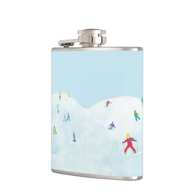 Little Skiers On Snowy Hill  Flask (Left)