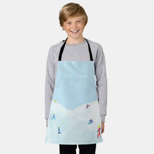 Little Skiers On Snowy Hill Personalized Apron