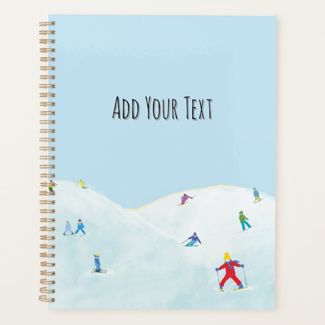 Little Skiers On Snowy Hill Personalized Planner (Front)