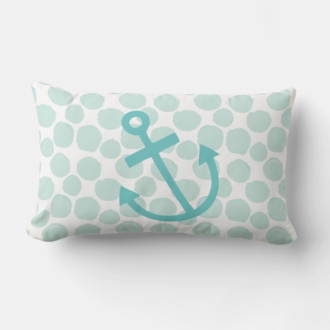 Little Skipper Nautical Dots Pattern Lumbar Pillow (Front)