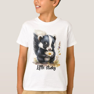 Little skunk sniffing daisies  T-Shirt