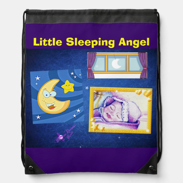 Little Sleeping Angel Drawstring Backpack (Front)