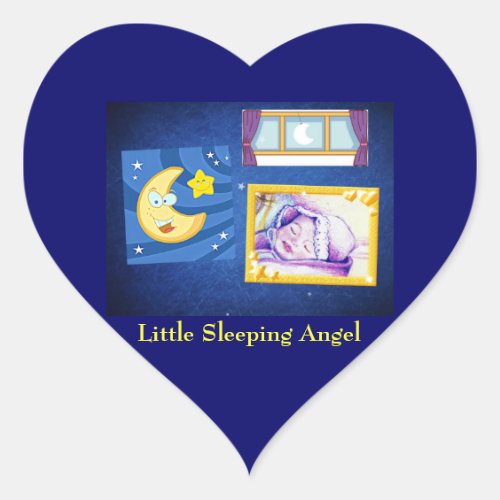 Little Sleeping Angel Heart Stickers