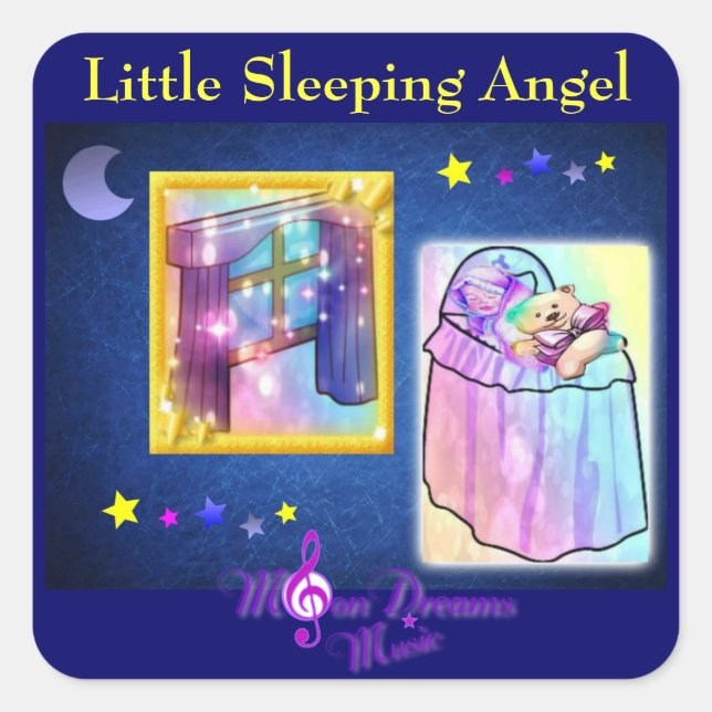 Little Sleeping Angel Square Stickers (Front)